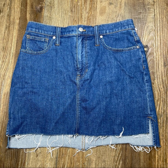 Madewell Stretch Denim Straight StepHem Mini Skirt Size 29 - Picture 4 of 14
